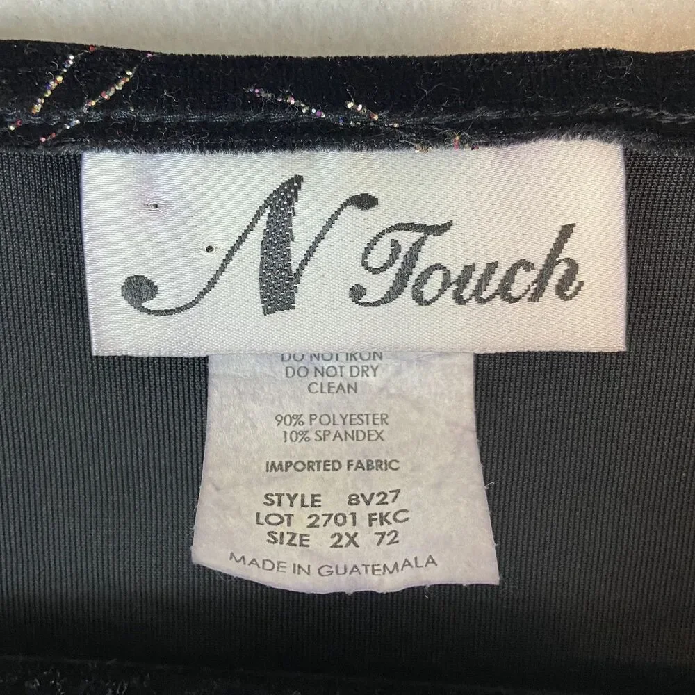 N Touch Velvet Cardigan Womens 2X Black Glitter Glitz Glam Evening Wear‎ Witchy